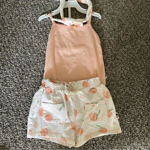 Rabbit + Bear 3 piece toddler girl outfit set peaches 24m